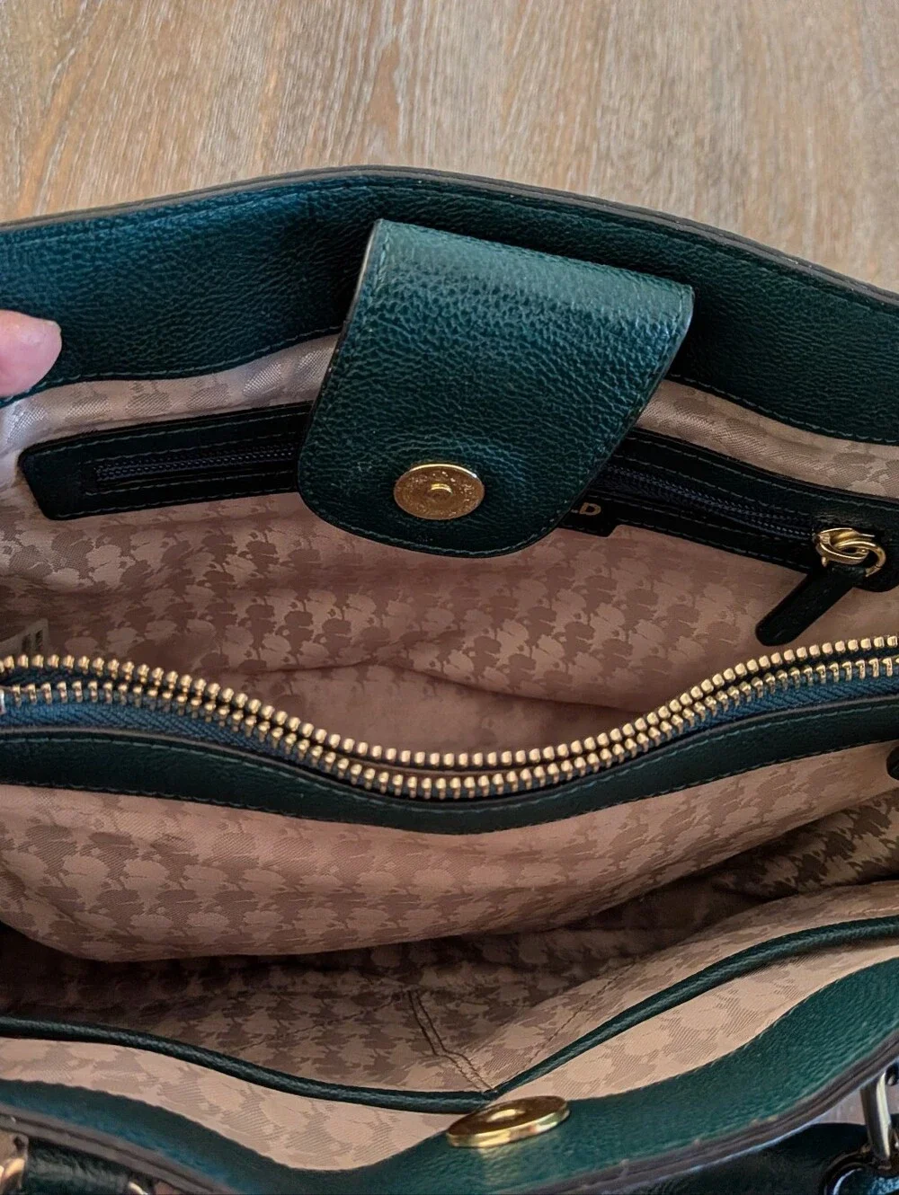 Karl Lagerfeld Green Leather Satchel with Shoulder Strap